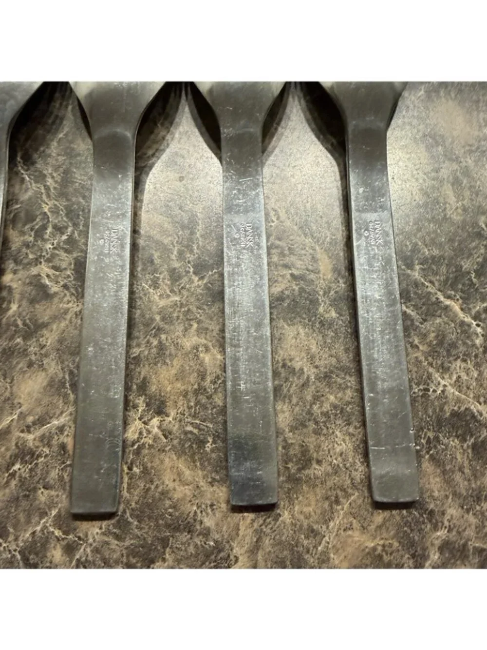 6 Dansk Thebe Stainless Place Oval Soup Spoons Japan Satin Ribbed Flatware
